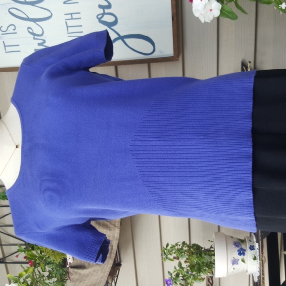 PETITE SOPHISTICATE ♡ Gorgeous 2pc Vintage Royal Blue Knit STRETCH Sweater Set S - Picture 7 of 14